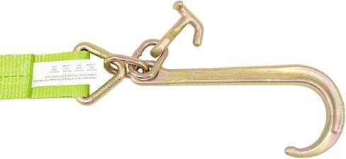 Mytee Products V Bridle Tow Strap 3" x 36" w/ 15" J Hook w/T-J Hooks, Hi VIZ/High Abrasion Green Webbing, 5400 lbs WLL | Recovery V-Strap w/Reinforced Webbing for Towing, Car Wrecker, Rollback in Saudi Arabia