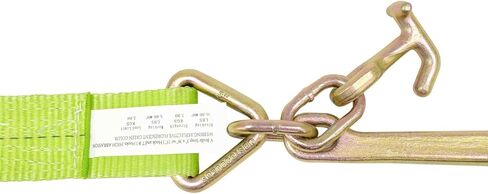 Mytee Products V Bridle Tow Strap 3" x 36" w/ 15" J Hook w/T-J Hooks, Hi VIZ/High Abrasion Green Webbing, 5400 lbs WLL | Recovery V-Strap w/Reinforced Webbing for Towing, Car Wrecker, Rollback in Saudi Arabia