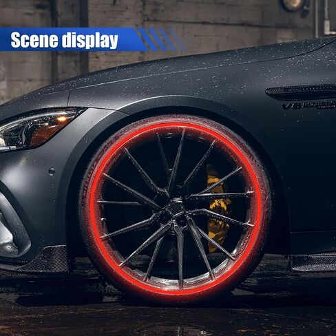 16PCS 17''-19'' Reflective Wheel Rim Stripe Decal Sticker, Universal Night Safety Tape Reflective Stickers, Waterproof Tire Rim Decoration Stripe Decals for Motorcycle, Car, Bicycle (Red) in Saudi Arabia