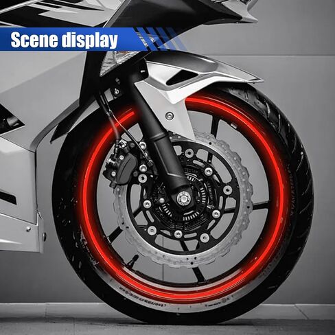 16PCS 17''-19'' Reflective Wheel Rim Stripe Decal Sticker, Universal Night Safety Tape Reflective Stickers, Waterproof Tire Rim Decoration Stripe Decals for Motorcycle, Car, Bicycle (Red) in Saudi Arabia