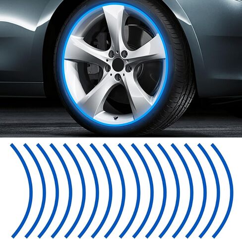 16PCS 17''-19'' Reflective Wheel Rim Stripe Decal Sticker, Universal Night Safety Tape Reflective Stickers, Waterproof Tire Rim Decoration Stripe Decals for Motorcycle, Car, Bicycle (Red) in Saudi Arabia