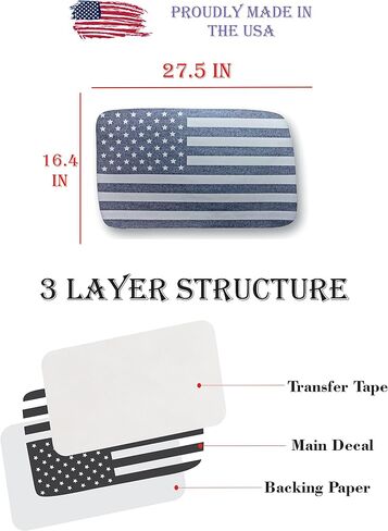 متوافق مع Jeep Wrangler JL (4 باب) 2018-2024 | Precut American Flag Window شارات | كلا الجانب | صنع بفخر في الولايات المتحدة | أسود غير لامع (محزن) in Kuwait