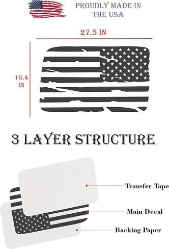 Compatible with Jeep Wrangler JL (4 Door) 2018-2024 | Precut American Flag Window Decals | Both Side | Proudly Made in The US | Matte Black (Distressed) in Kuwait