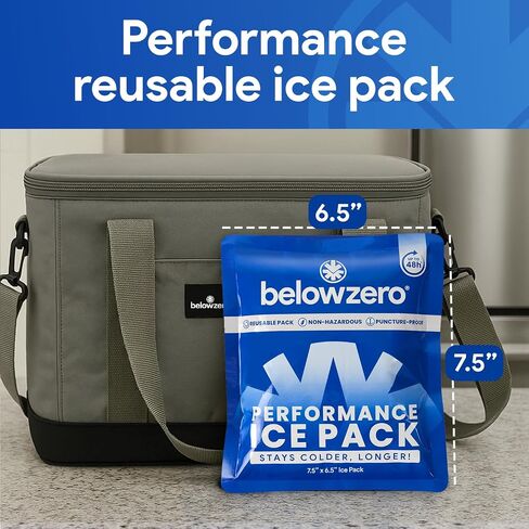 Below Zero Prefilled Reusable Ice Packs for Coolers | Long Lasting Freezer Ice Blocks for Camping, Lunch Bags & More | 48 Hour Cooler Ice Pack Technology in Kuwait