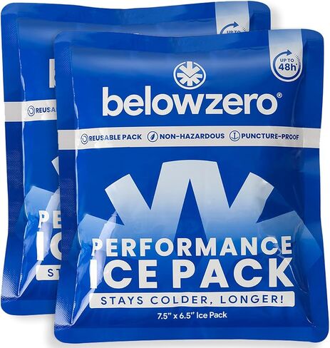 Below Zero Prefilled Reusable Ice Packs for Coolers | Long Lasting Freezer Ice Blocks for Camping, Lunch Bags & More | 48 Hour Cooler Ice Pack Technology in Saudi Arabia