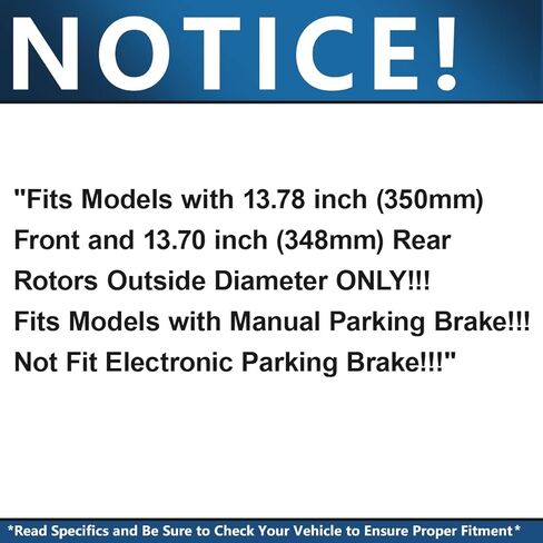 Detroit Axle - 6 Lugs Brake Kit for 12-20 Ford F-150 [with Manual Parking Brake] Ceramic Brakes Pads 2012 2013 2014 2015 2016 2017 2018 2019 2020: 13.78'' inch Front and 13.70'' inch Rear Brake Rotors in Saudi Arabia