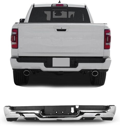 SCITOO Rear Step Bumper fit for 2019 2020 2021 2022 2023 2024 for Ram 1500, Chrome 68404443AA （with park assist sensors） in Saudi Arabia