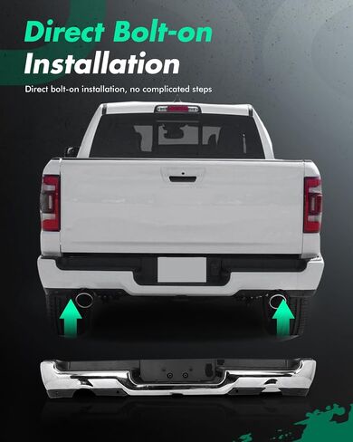 SCITOO Rear Step Bumper fit for 2019 2020 2021 2022 2023 2024 for Ram 1500, Chrome 68404443AA （with park assist sensors） in Saudi Arabia