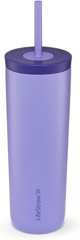 LifeStraw Go Series Tumbler - مرشح مياه مزدوج معزول من الفولاذ المقاوم للصدأ ، Thistle Purple ، مصمم للاستخدام اليومي ، يزيل البكتيريا والطفيليات والبلاستيك الدقيق ، ويحسن الذوق in Saudi Arabia