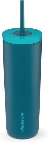 LifeStraw Go Series Tumbler - مرشح مياه مزدوج معزول من الفولاذ المقاوم للصدأ ، Thistle Purple ، مصمم للاستخدام اليومي ، يزيل البكتيريا والطفيليات والبلاستيك الدقيق ، ويحسن الذوق in Saudi Arabia