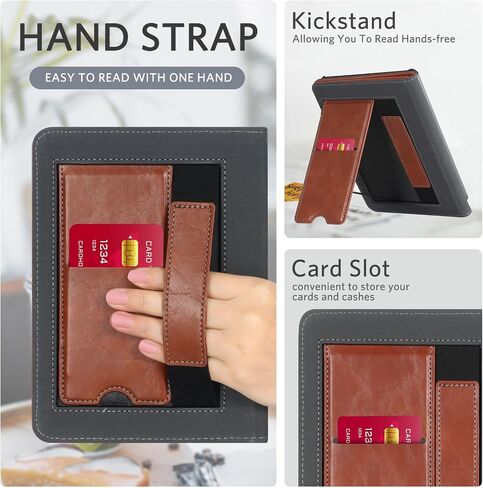 CoBak Case with Stand for Kindle Paperwhite 12th Gen 2024 Released (7") & Kindle Colorsoft Signature Edition - Durable PU Leather Cover with Auto Sleep Wake, Card Slot, Hand Strap Feature in Saudi Arabia
