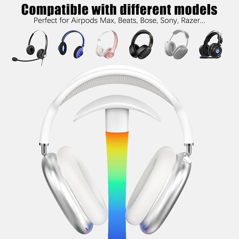 Headphone Stand with Wireless Charger,Gaming Headset stand with RGB Light,For Airpod Max Stand Compatible with Airpod Pro/3/2,For iPhone 17/16/15/14/13/12/11,Gifts for Gamers & Music Lover (Purple) in Saudi Arabia