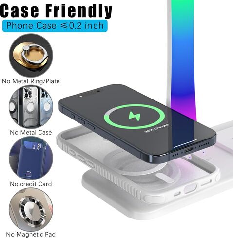 Headphone Stand with Wireless Charger,Gaming Headset stand with RGB Light,For Airpod Max Stand Compatible with Airpod Pro/3/2,For iPhone 17/16/15/14/13/12/11,Gifts for Gamers & Music Lover (Purple) in Saudi Arabia
