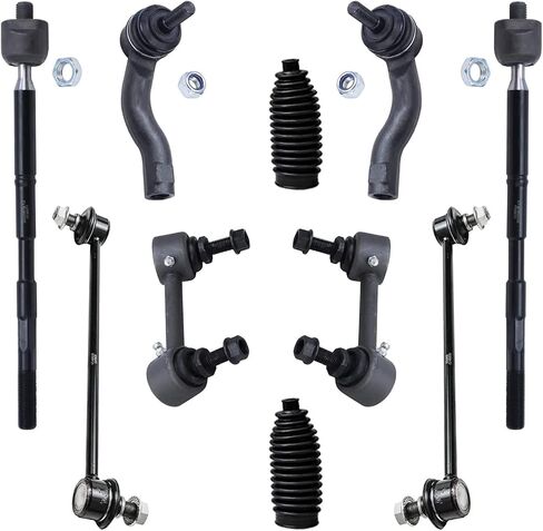 Detroit Axle - 10pc التعليق مجموعة التعليق لعام 2005-2010 Scion TC 2006 2007 2008 2008 ، 4 روابط نهاية أمامية وخلفية ، 4 قضبان ربط داخلية ، 2 أحذية استبدال in Saudi Arabia