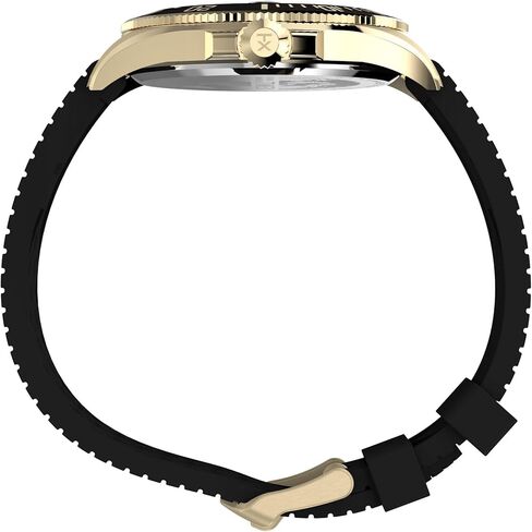 Timex Men's Harborside Coast 43mm Watch - Black Strap Green Dial Gold-Tone Case in Kuwait