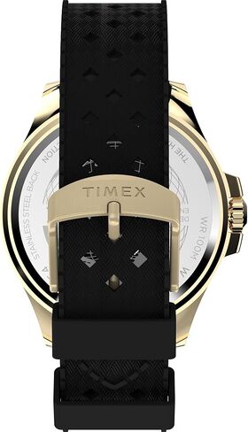 Timex Men's Harborside Coast 43mm Watch - Black Strap Green Dial Gold-Tone Case in Kuwait