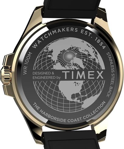 Timex Men's Harborside Coast 43mm Watch - Black Strap Green Dial Gold-Tone Case in Kuwait