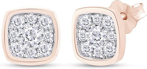 SAVEARTH DIAMONDS 0.30 ct.t.w Round Cut Lab Created Moissanite Diamond Square Cluster Stud Earrings In 14K Gold Over Sterling Silver Jewelry For Women (VVS1 Clarity, 0.30 Cttw) in Kuwait