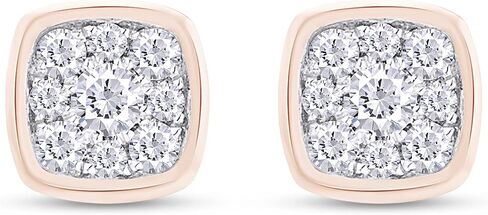 SAVEARTH DIAMONDS 0.30 ct.t.w Round Cut Lab Created Moissanite Diamond Square Cluster Stud Earrings In 14K Gold Over Sterling Silver Jewelry For Women (VVS1 Clarity, 0.30 Cttw) in Kuwait