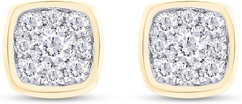 SAVEARTH DIAMONDS 0.30 ct.t.w Round Cut Lab Created Moissanite Diamond Square Cluster Stud Earrings In 14K Gold Over Sterling Silver Jewelry For Women (VVS1 Clarity, 0.30 Cttw) in Kuwait