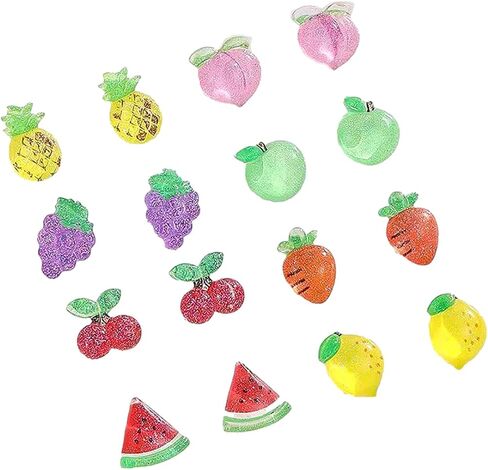 8 Pairs Acrylic Fruit Stud Earrings Simulation Pineapple Peach Grape Apple Cherry Carrot Watermelon Lemon Earrings Handmade Lovely Earrings for Women in Saudi Arabia