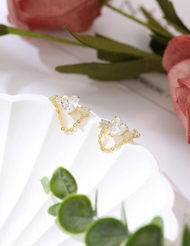 14k Gold Plated Cubic Zirconia Stud Earrings for Women Jewelry in Kuwait