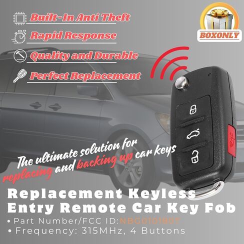 Replacement Keyless Entry Remote Car Key Fob 315MHz NBG010180T 3+1 Button Compatible with Volkswagen Jetta Golf GTI Passat Tiguan Touareg (2011-2016) - PN 5K0837202AE/S - Includes 48 Chip in Kuwait