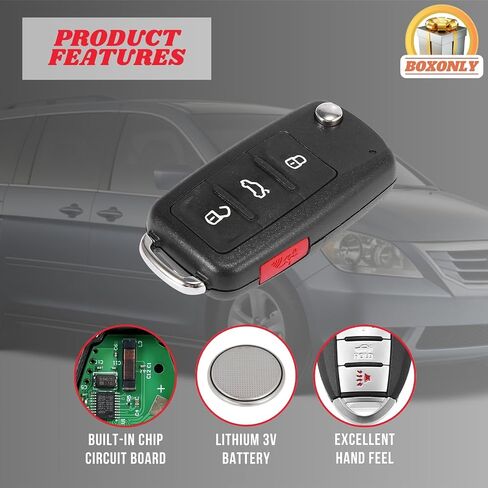 Replacement Keyless Entry Remote Car Key Fob 315MHz NBG010180T 3+1 Button Compatible with Volkswagen Jetta Golf GTI Passat Tiguan Touareg (2011-2016) - PN 5K0837202AE/S - Includes 48 Chip in Kuwait