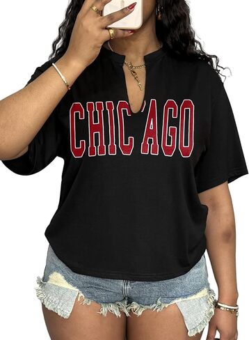 LovelyWholesale Womens Graphic Tees v الرقبة قصيرة الأكمام T قميص فضفاضة قمم الصيف غير الرسمية in Kuwait