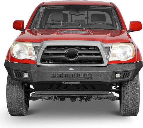 Hooke Road Tacoma Front Bumper Full-Width Steel Bumper w/LED Lights & Skid Plate for Toyota Tacoma 2nd Gen 2005 2006 2007 2008 2009 2010 2011 Pickup Truck in Saudi Arabia