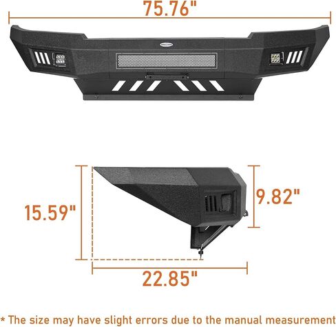 Hooke Road Tacoma Front Bumper Full-Width Steel Bumper w/LED Lights & Skid Plate for Toyota Tacoma 2nd Gen 2005 2006 2007 2008 2009 2010 2011 Pickup Truck in Saudi Arabia