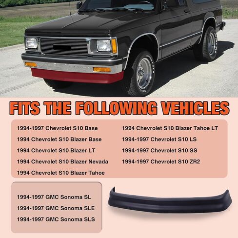 CarPartsDepot Front Bumper Valance Apron Lower Air Dam Deflector Compatible With 1994-1997 Chevy S10 / Blazer & GMC Sonoma GM1092158 88963099 With Fog Holes in Saudi Arabia