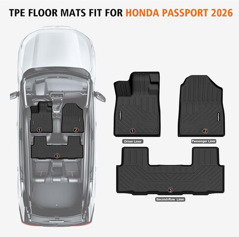 Floor mats & Trunk Mat Custom Fit for 2026 Honda Passport RTL/TrailSport, All Weather Protection TPE Rubber Floor Liners Anti-Slip Cargo Mat Honda Passport Mats Waterproof 2026 Passport Accessories in Saudi Arabia
