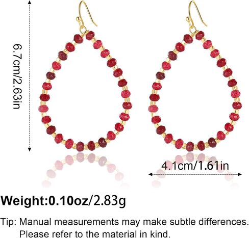 Beaded Hoop Dangle Earrings for Women Bohemian Multi Color Stone Beaded Earrings Colorful Handmade Round Boho Drop Earrings in Kuwait