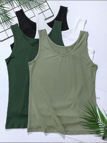 4 Pcs Women Summer Basic Tank Tops Sleeveless Undershirt Tank Tops for Lady Girls in Saudi Arabia