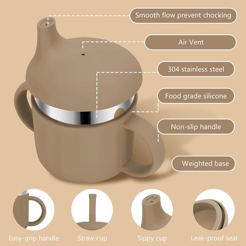 كؤوس الأطفال ، 7.4 أوقية كؤوس Sippy ، 3 مراحل كأس تدريب ، كأس القش للأطفال الصغار من 6 إلى 12 شهرًا ، والأطفال من 1-3 سنوات ، وأكواب من الفولاذ المقاوم للصدأ مع قش السيليكون (المرجان + الأزرق) in Kuwait