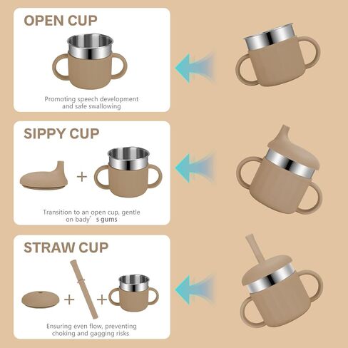 كؤوس الأطفال ، 7.4 أوقية كؤوس Sippy ، 3 مراحل كأس تدريب ، كأس القش للأطفال الصغار من 6 إلى 12 شهرًا ، والأطفال من 1-3 سنوات ، وأكواب من الفولاذ المقاوم للصدأ مع قش السيليكون (المرجان + الأزرق) in Kuwait