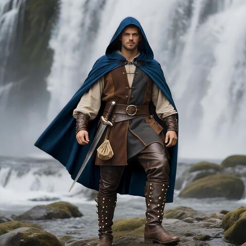 Renaissance Hooded Cloak Halloween Costume, Medieval Cosplay Wizard Witch Cape in Kuwait