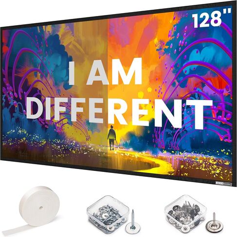 High Gain Projector Screen - Fixed Frame Like & Wall-Mounted - High Brightness 2.6X Gain and High Contrast 30% ALR - White Screen 16:9 100 inch - trimmable to 80/72/ 60 inch etc- by SilverMagic in Saudi Arabia
