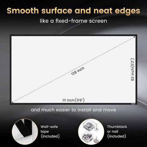 High Gain Projector Screen - Fixed Frame Like & Wall-Mounted - High Brightness 2.6X Gain and High Contrast 30% ALR - White Screen 16:9 100 inch - trimmable to 80/72/ 60 inch etc- by SilverMagic in Saudi Arabia