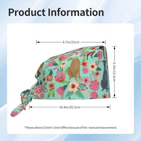 Generic Greyhound Floral Cute Dog Working Cap for Women Men Adjustable Scrub Caps with Sweatband Breathable Turban Hat Black in Saudi Arabia