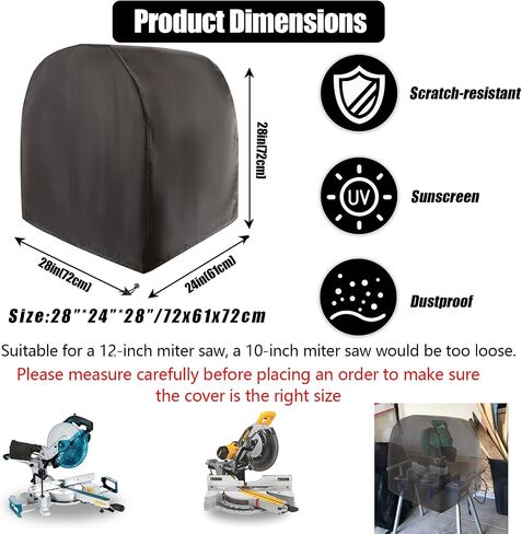 غطاء منشار ميتري ، غبار الغبار مقاوم للماء Oxford لـ Benchtop الثقيلة ، يناسب معظم مناشير Miter ، والزارع ، وأدوات الآلة في الهواء الطلق ، لمنع صدأ منشار الطاولة (28 "L × 24" W × 28 "H ، الأسود) in Kuwait