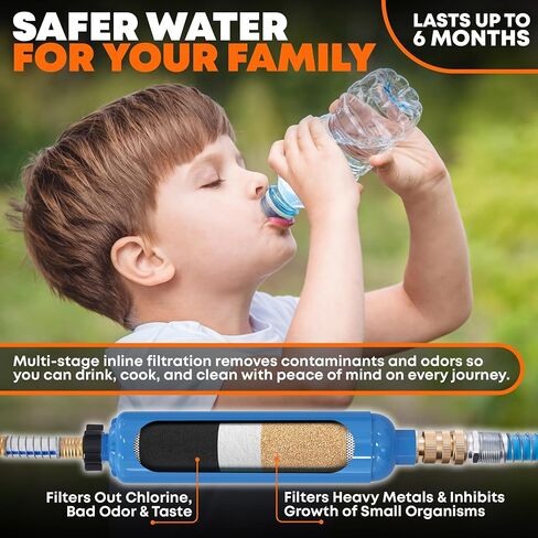 RV Fresh Water Kit - RV Water Pressure Regulator, Inline Water Filter, Hose Splitter, Brass Elbow, Flexible Connector, Hose Quick Connects, Leak Repair Kit, and Carrying Case in Saudi Arabia