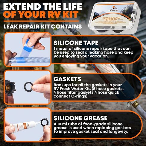 RV Fresh Water Kit - RV Water Pressure Regulator, Inline Water Filter, Hose Splitter, Brass Elbow, Flexible Connector, Hose Quick Connects, Leak Repair Kit, and Carrying Case in Saudi Arabia