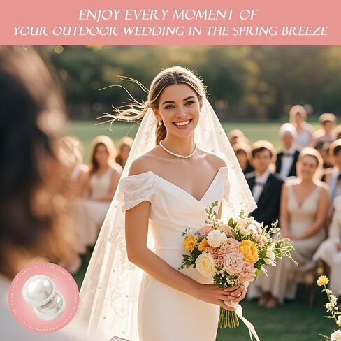 16 Pairs Double Sided Pearl Veil Weights Invisible, Magnetic Bridal Veil Weights Secures Long Wedding Veil for Outdoor Weddings, Elegant Wedding Essentials and Gifts for Brides (Beige) in Saudi Arabia