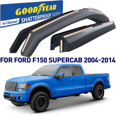 Goodyear Shatterproof في القناة المنحرفات للنوافذ للشاحنات دودج رام 1500 2009-2018 رباعية الكابينة ، حراس المطر ، أقنعة النوافذ للسيارات ، انحراف تنفيس ، ملحقات الشاحنات ، 4 pcs- gy003421lpf in Kuwait