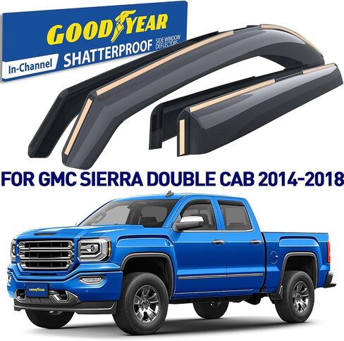 Goodyear Shatterproof في القناة المنحرفات للنوافذ للشاحنات دودج رام 1500 2009-2018 رباعية الكابينة ، حراس المطر ، أقنعة النوافذ للسيارات ، انحراف تنفيس ، ملحقات الشاحنات ، 4 pcs- gy003421lpf in Kuwait