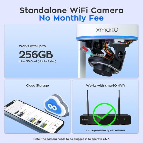 Xmarto [AI Tracking Dome Cam] 2K HD Metal Dome PTZ Wireless Security Camera مع تتبع تلقائي ، صوت ثنائي الاتجاه والرؤية الليلية (أضف إلى NVR أو استخدام مستقل ، DPK3034) in Kuwait