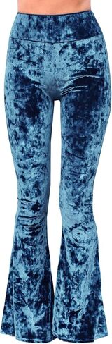 Daisy del Sol High Weist Soft Crushed Velvet Comfy Yoga Ethnic Tribal Stretch 70s Bell Bottom Pants in Kuwait