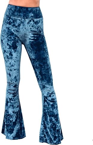 Daisy del Sol High Weist Soft Crushed Velvet Comfy Yoga Ethnic Tribal Stretch 70s Bell Bottom Pants in Kuwait